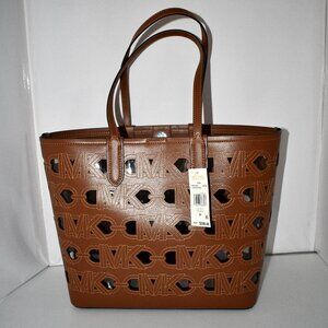 Michael Kors Eliza Large E/W Open Tote Bag in Luggage #30S4SZAT7P NWT